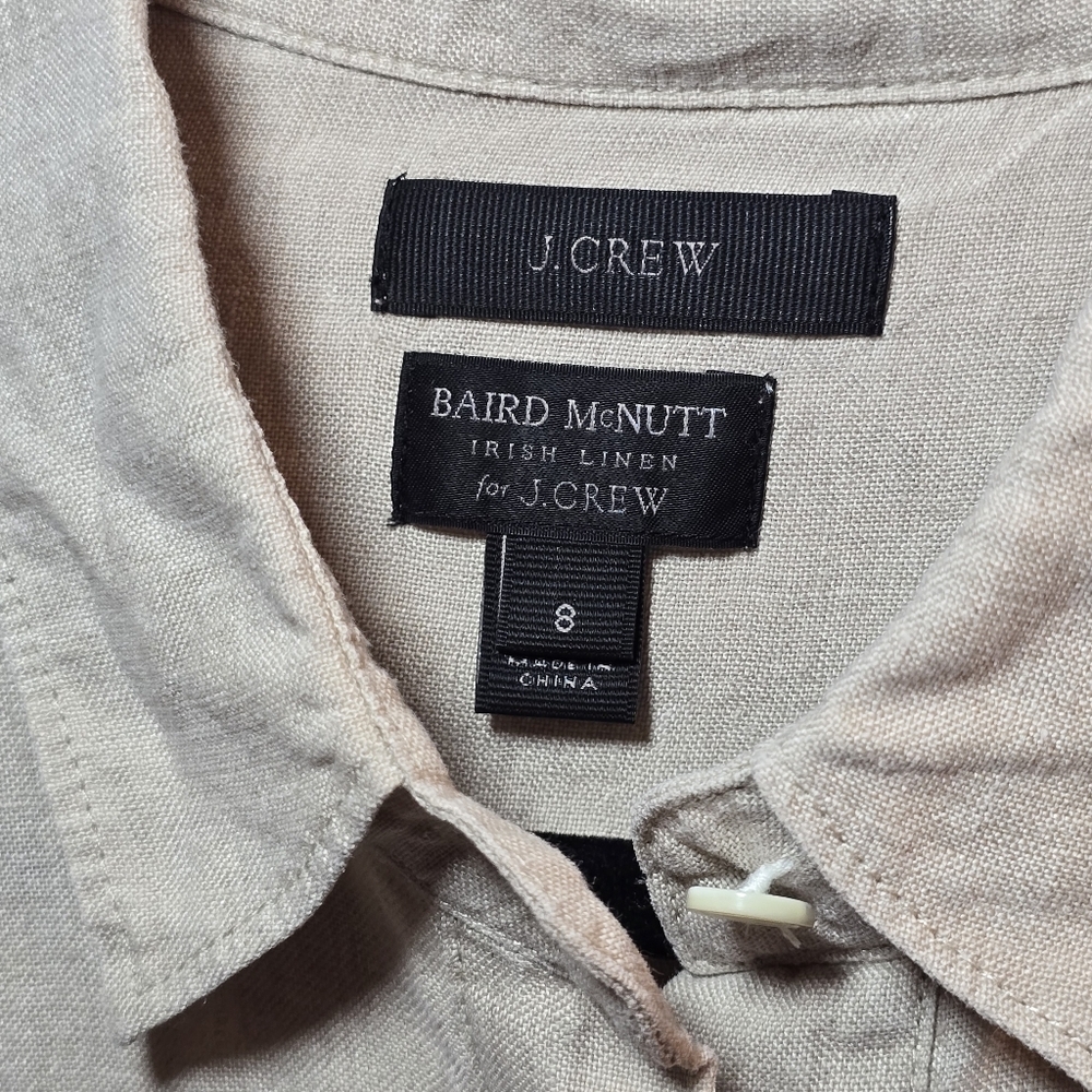 J Crew X Baird McNutt Irish Linen 100% Linen Button Front Short Sleeve Top, Sz 8 - Picture 2 of 4